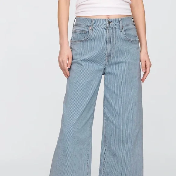 NWOT Gap wide leg ankle Jean railroad stripe 28 long - Picture 2 of 4